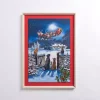 Santa Flying Over Pets Framed Art Print