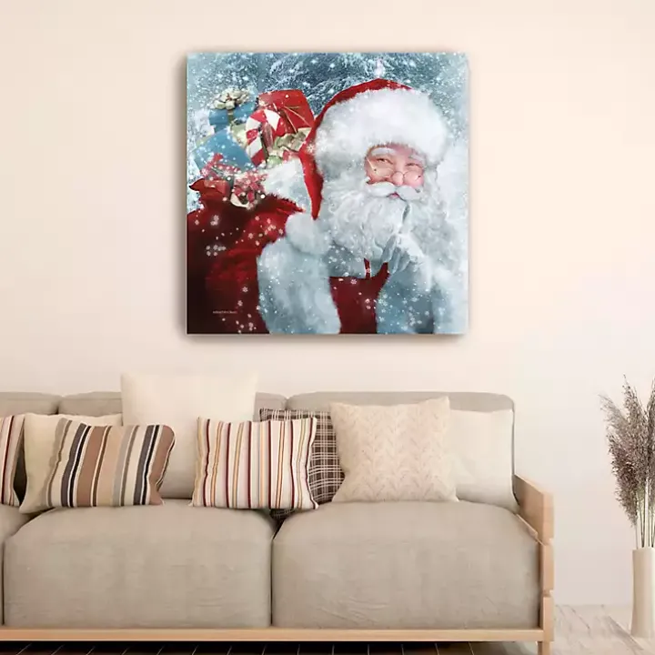 Santa Gifts & Snowflakes Canvas Print, 40x40 in.