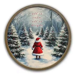 Santa Snowy Forest Framed Art Print