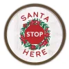 Santa Stop Here Brown Framed Wall Plaque