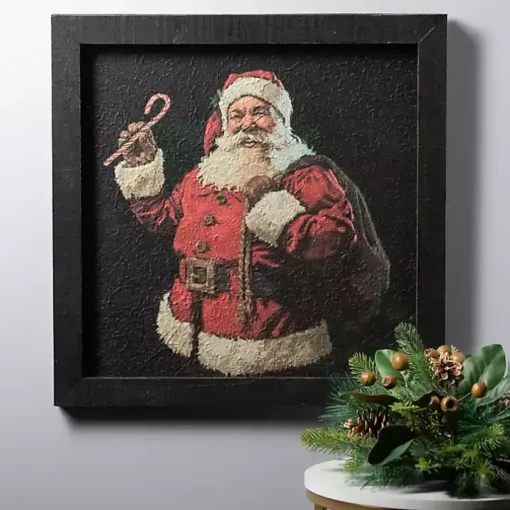 Santa with Candy Cane Framed Art Print