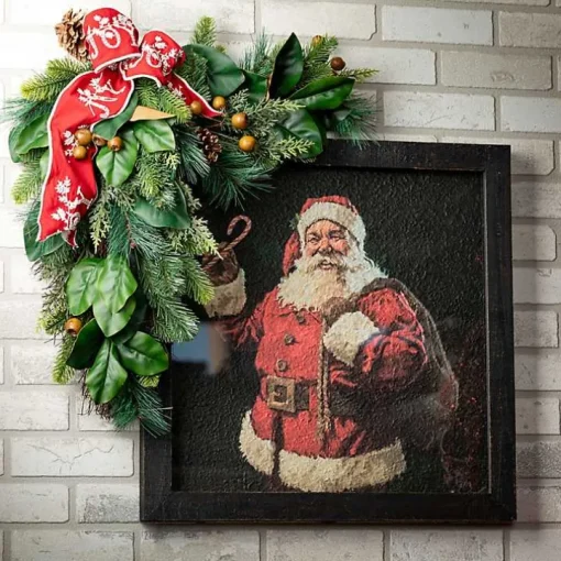 Santa with Candy Cane Framed Art Print