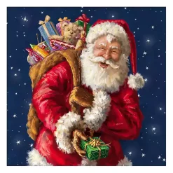 Santa with Gifts and Stars Canvas Art Print