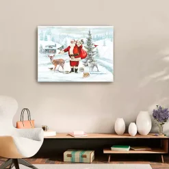 Santa with Woodland Friends Canvas Art Print