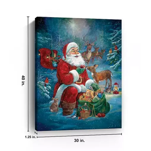 Santa's Woodland Friends Canvas Art Print