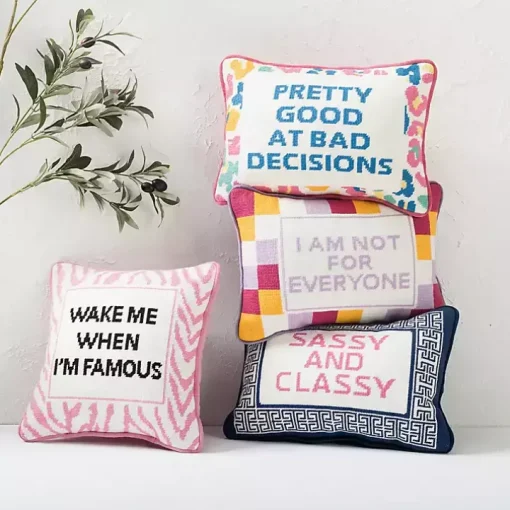 Sassy and Classy Needlepoint Throw Pillow