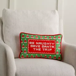 Save Santa the Trip Needlepoint Pillow