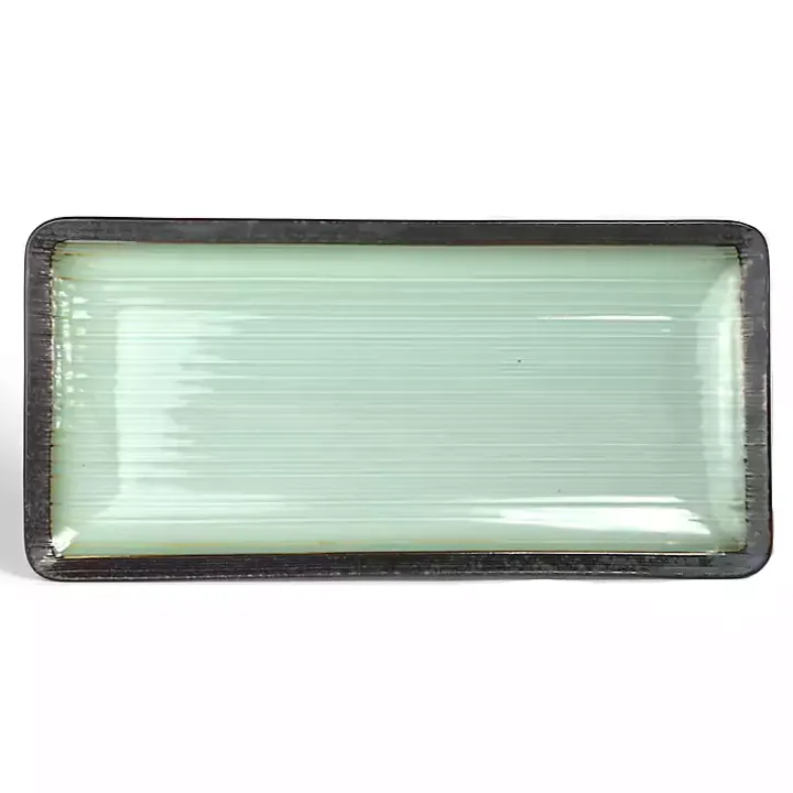 Seafoam and Onyx Rectangular Serving Platter