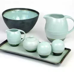 Seafoam and Onyx Serving Pitcher