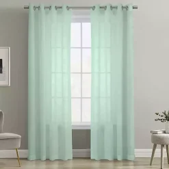 Seafoam Green Boucle Sheer Curtain Panel, 95 in.