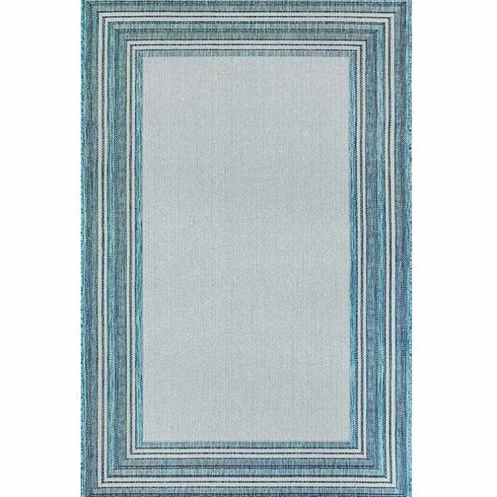 Seaglass Lined Frame Outdoor Area Rug, 6x9