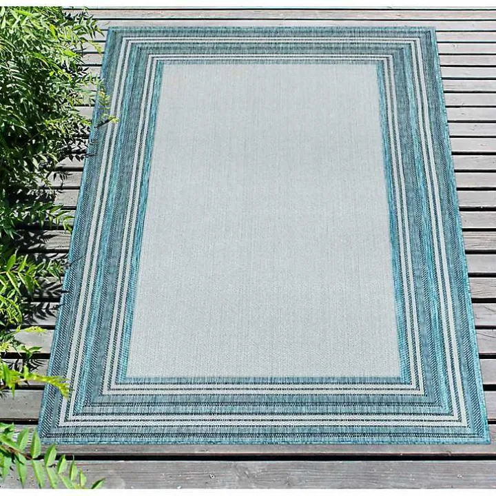 Seaglass Lined Frame Outdoor Area Rug, 6x9
