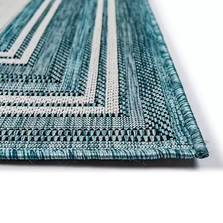 Seaglass Lined Frame Outdoor Area Rug, 6x9