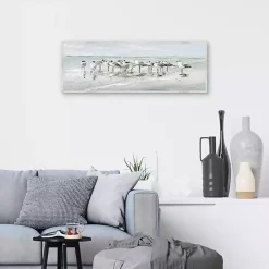 Seagull Gathering Framed Canvas Art Print