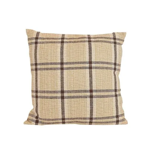 Sepia Woven Plaid Throw Pillow