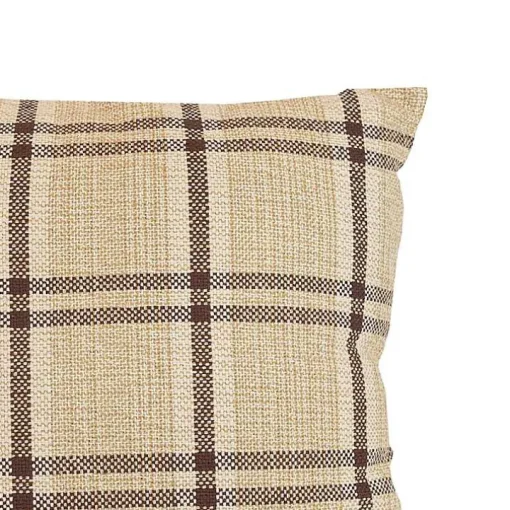 Sepia Woven Plaid Throw Pillow