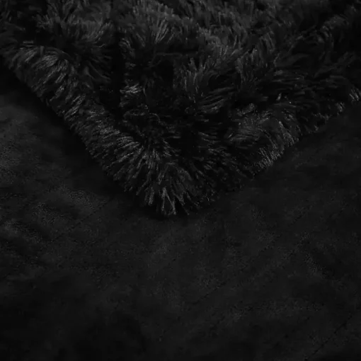 Serta Black Shaggy Faux Fur Heated Throw