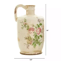 Shabby Chic Ivory Floral Pitcher Vase