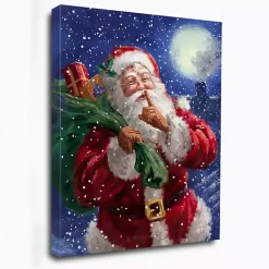 Shh Santa and the Moon Canvas Art Print