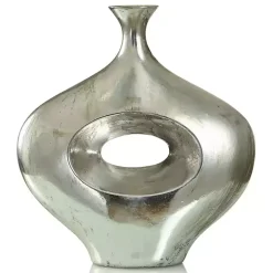 Silver Abstract Contemporary Vase, 16 in.