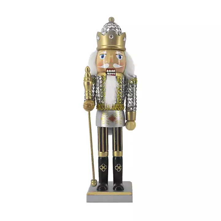 Silver and Gold Sequin Soldier Nutcracker