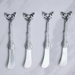 Silver Deer Cheese Spreaders, Set of 4