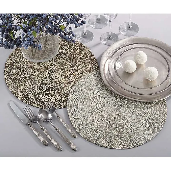 Silver Glass Beaded Placemats, Set of 4