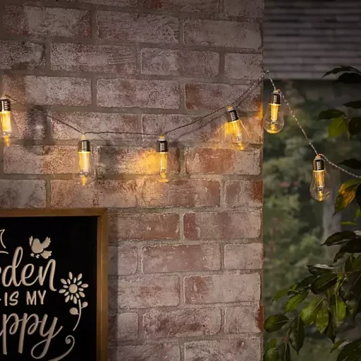 Silver Glass Bulb Solar Outdoor String Lights