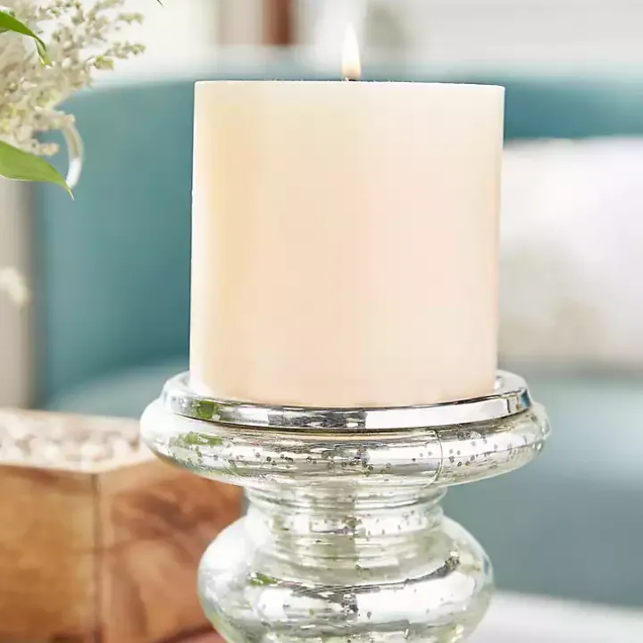 Silver Glass Ornate 2-pc. Pillar Candle Holder Set