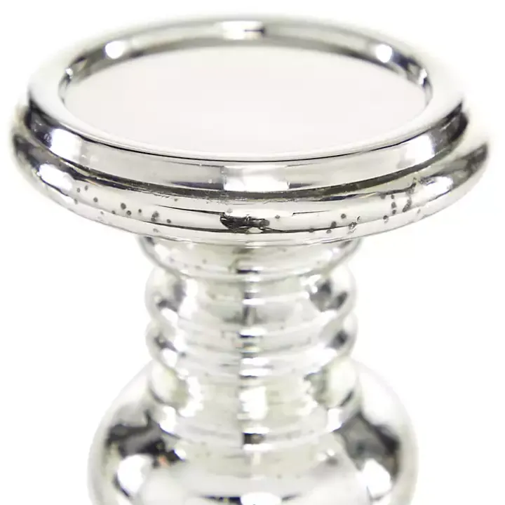 Silver Glass Ornate 2-pc. Pillar Candle Holder Set