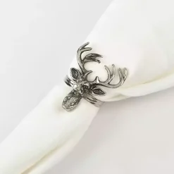 Silver Reindeer Head Napkin Rings, Set of 4