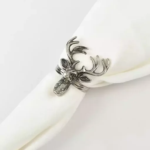 Silver Reindeer Head Napkin Rings, Set of 4
