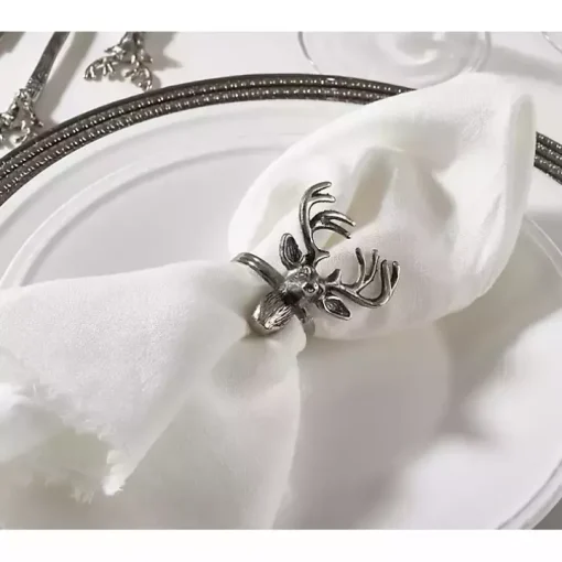Silver Reindeer Head Napkin Rings, Set of 4