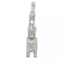 Silver Resin Stacked Animals Sculpture