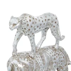 Silver Resin Stacked Animals Sculpture