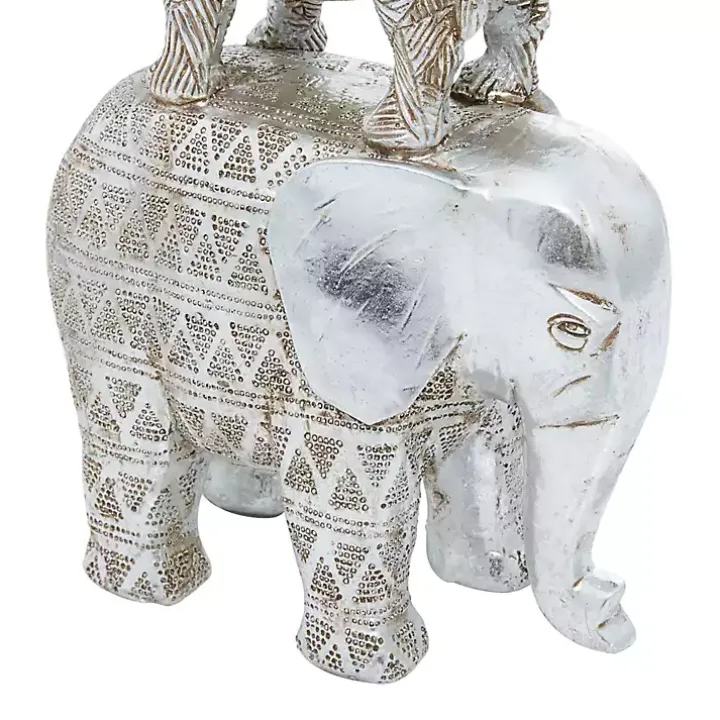 Silver Resin Stacked Animals Sculpture