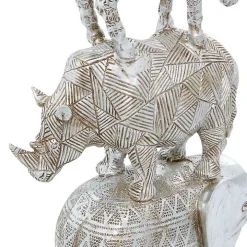 Silver Resin Stacked Animals Sculpture
