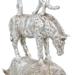 Silver Resin Stacked Animals Sculpture