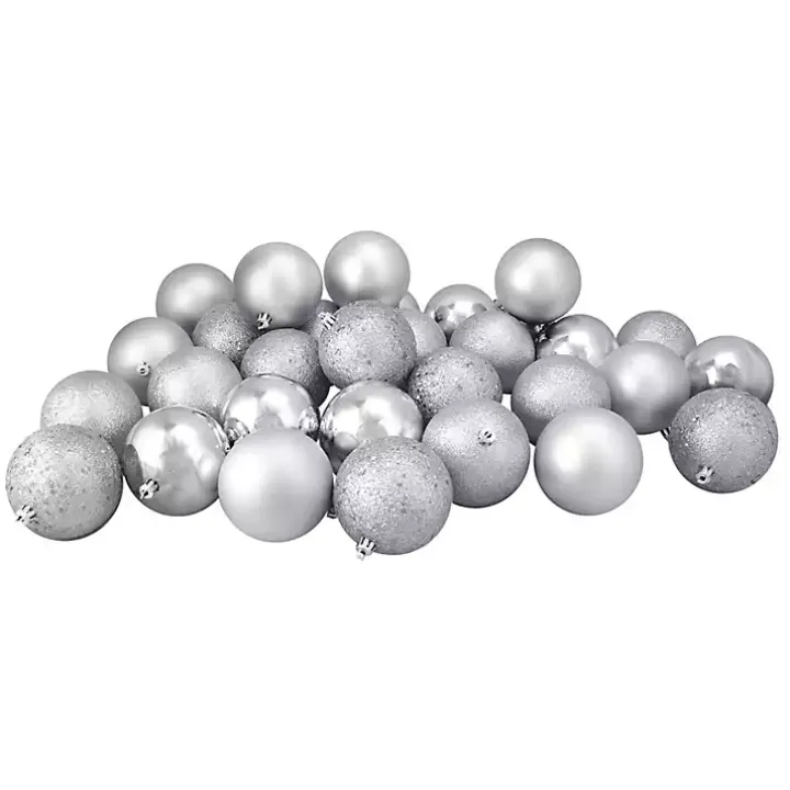 Silver Shatterproof Ball Ornaments, Set of 32