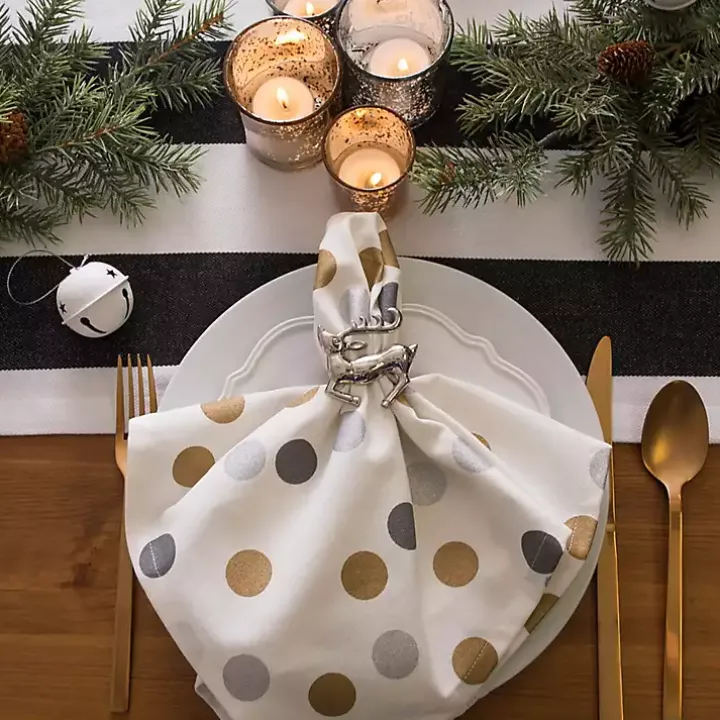 Silver Stag Napkin Rings, Set of 6