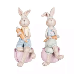 Sitting Bunny Couple Figurines, Set of 2