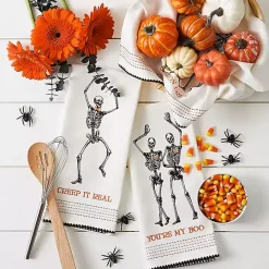 Skeletons Printed Assorted Dishtowels, Set of 3