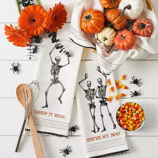 Skeletons Printed Assorted Dishtowels, Set of 3