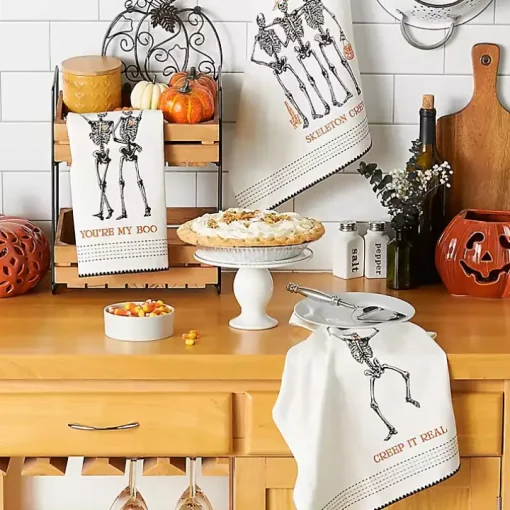 Skeletons Printed Assorted Dishtowels, Set of 3