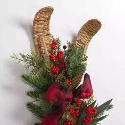 Skis with Christmas Greenery Wall Decoration