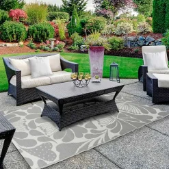 Slate Floral Outdoor Area Rug, 4x6