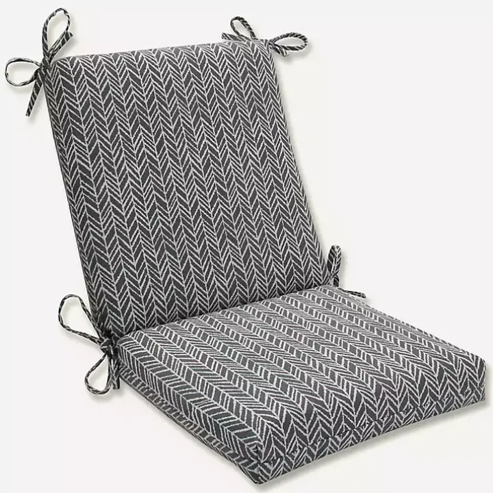 Slate Herringbone Outdoor Chair Cushion