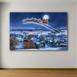 Sleigh Over Town Canvas Art Print