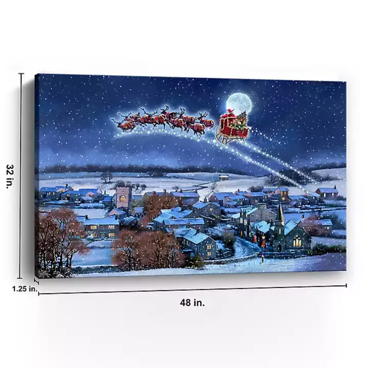 Sleigh Over Town Canvas Art Print