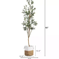 Slim Olive Tree in Woven Planter, 7 ft.
